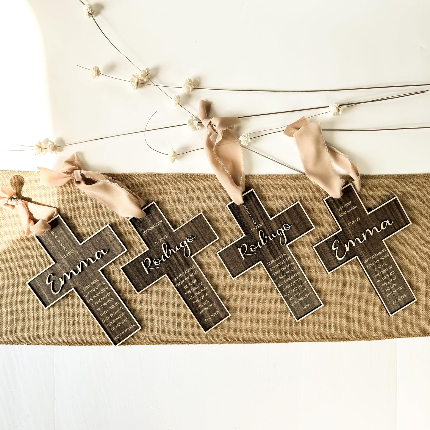 Personalized Engraved Wooden Cross, Christian WoodCcross for Baptism, Holy Communion, Confirmation or Newborn Gift Keepsake with Custom Name and Date with Message - WoodArtSupply