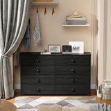 Furnulem Wide Dresser with 8 Fabric Drawers, TV Entertainment Center with Storage for 55'' TV, Large Chest of Drawers for Bedroom, Living Room, Dorm, Closet, Entryway, Wood Top (Black Oak) Furnulem