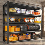 REIBII 48.2''W Garage Shelving 2500LBS Storage Shelves Heavy Duty Shelving 5 Tier Adjustable Metal Shelves for Garage Shelves Storage Rack Industrial Utility Shelf, 48.2''W X 72''H X18''D REIBII