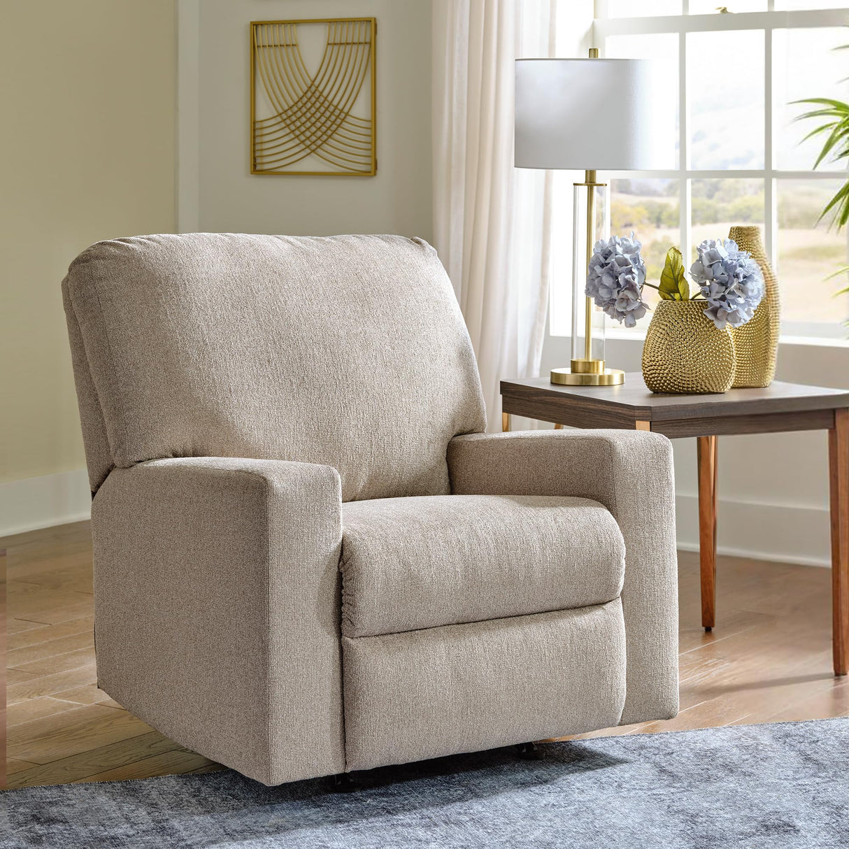 Signature Design by Ashley Deltona Casual Manual Rocker Recliner, Beige Signature Design by Ashley
