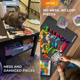 Newverest Jigsaw Puzzle Mat Roll Up, Saver Pad 39.4” x 23.6” Portable Keeper Up to 1000 Pieces with Non-Slip Rubber Bottom and Polyester Top + 3 Puzzle Sorting Trays, Travel-Friendly Storage Bag Newverest