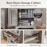 RedLemon Bookshelf with Storage Cabinet, 72" Tall Farmhouse Bookcase with Adjustable Shelves and Barn Door, 4 Tier Office Wood Bookshelf with Drawer for Office Library Living Room (Light Rustic Oak) RedLemon