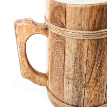 Norse Tradesman Wooden Beer Mug - 100% Handcrafted Ale Tankard - Includes Medieval Gift Sack - 32 oz - WoodArtSupply