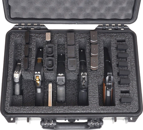 Case Club 5 Pistol and 20 Magazine Pre-Cut Heavy Duty Waterproof Case with Included Silica Gel Canister to Help Prevent Gun Rust (Upgraded Gen-3) Case Club
