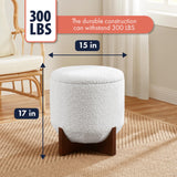Ornavo Home Decor Round Ottoman with Storage, Boucle White Teddy Round Vanity Chair Stool Ottoman Pouf with Storage for Living Room and Bedroom Ornavo Home