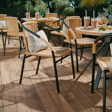 Flash Furniture Lila 2 Pack Beige Rattan Indoor-Outdoor Restaurant Stack Chair Flash Furniture