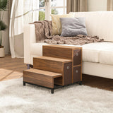 Dog Window Perch, Dog Bed and Dog Stairs, Dog Cot with 3-Tier Dog Steps, Wood Pet Stairs w/Raised Dog Bed, Bunk and Pet Steps with Storage Drawers,Cat Window Perch, Dog Perch to Look Out Window EazeHome