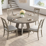 GarveeHome 47-Inch Round Large Dining Table Set for 4 to 6, Farmhouse Dinner Table with Wooden Top and Legs for Home Dining Room or Living Room - Grey(No Chairs) GarveeHome
