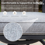 PHI VILLA 5 Piece Outdoor Bar Furniture Set, Counter Height Patio Bar Bistro Table (Square) & Rattan Wicker Bar Stools Chairs with All Weather Cushions for Backyard, Deck and Porch PHI VILLA