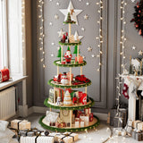 Annzoe 6-Tier 72-Inch Christmas Village Display Stand - Wooden Tree-Style Bookshelf for Holiday Ornaments, Easy Assembly No-Tools-Needed Holder Annzoe