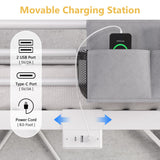 Twin Size Loft Bed with LED Lights and Charging Station, Industrial Heavy Duty Metal Loft Bed Frame with Ladder and Guardrail for Kids Adults, Small Space Saving Design for Bedroom Dorm, White Jocoevol