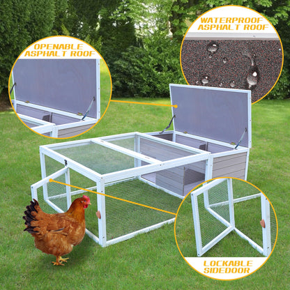 Chicken Coop with Run, 60” Rabbit Hutch Outdoor, Large Tortoise Habitat Pet Cage Wood Small Animal Poultry Cage Run with Waterproof Asphalt & Openable Roof and Side Door - WoodArtSupply