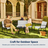EAST OAK 4-Piece Patio Furniture Set, Waterproof Outdoor Furniture Set, Patio Sofa with Coffee Table for Balcony or Porch, 4 Seats Patio Conversation Sets for Backyard in Grey EAST OAK