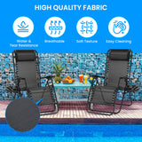 Simple Deluxe 2 Set Zero Gravity Chairs Patio Portable Reclining Folding Lounge Chair Beach Camping Chairs with Pillow and Cup Holder Trays for Garden, Lawn, Black Simple Deluxe