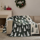 WDCOZY Christmas Throw Blanket Christmas Tree Reversible Super Soft Knitted Couch Bed Sofa Microfiber Chenille Luxurious Home Decor Warm Cozy Comfy Lightweight Holiday Blanket Winter 50x60 Green WDCOZY
