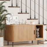 Cat Litter Box Enclosure with Cat Scratch Pad, Sliding Door, 37.4" Litter Box Enclosure Furniture Hidden Litter Box, Modern Indoor Cat House, TV Stand, Side End Table for Living Room, Natural Halitaa