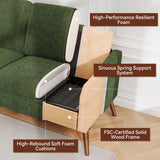 Vipbear 68" Loveseat Sofa - Green, Comfy Corduroy with Spring Cushion, Solid Wood Frame, Modern Deep Seat, Bedroom & Living Room, Office Small Couch Vipbear