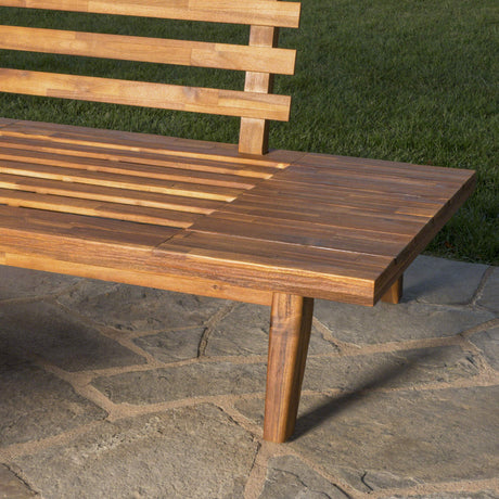 Christopher Knight Home Highpoint Outdoor V-Shaped Acacia Wood Sectional Sofa Set with Water Resistant Cushions, 4-Pcs Set, Sandblast Finish / White Christopher Knight Home