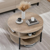 Yaheetech Round Lift Top Coffee Table with Hidden Compartment & Storage Shelf, 31'' Farmhouse Coffee Table Center Tables, 2-Tier Small Round Dining Table for Living Room Reception Room, Gray Yaheetech