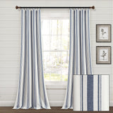 Lush Decor Farmhouse Stripe Yarn Dyed Eco-Friendly Recycled Cotton Window Curtain Panel Pair, 42" W x 95" L, Navy - Classic Modern Rustic Charm - Eco Friendly Cotton Fabric Lush Decor
