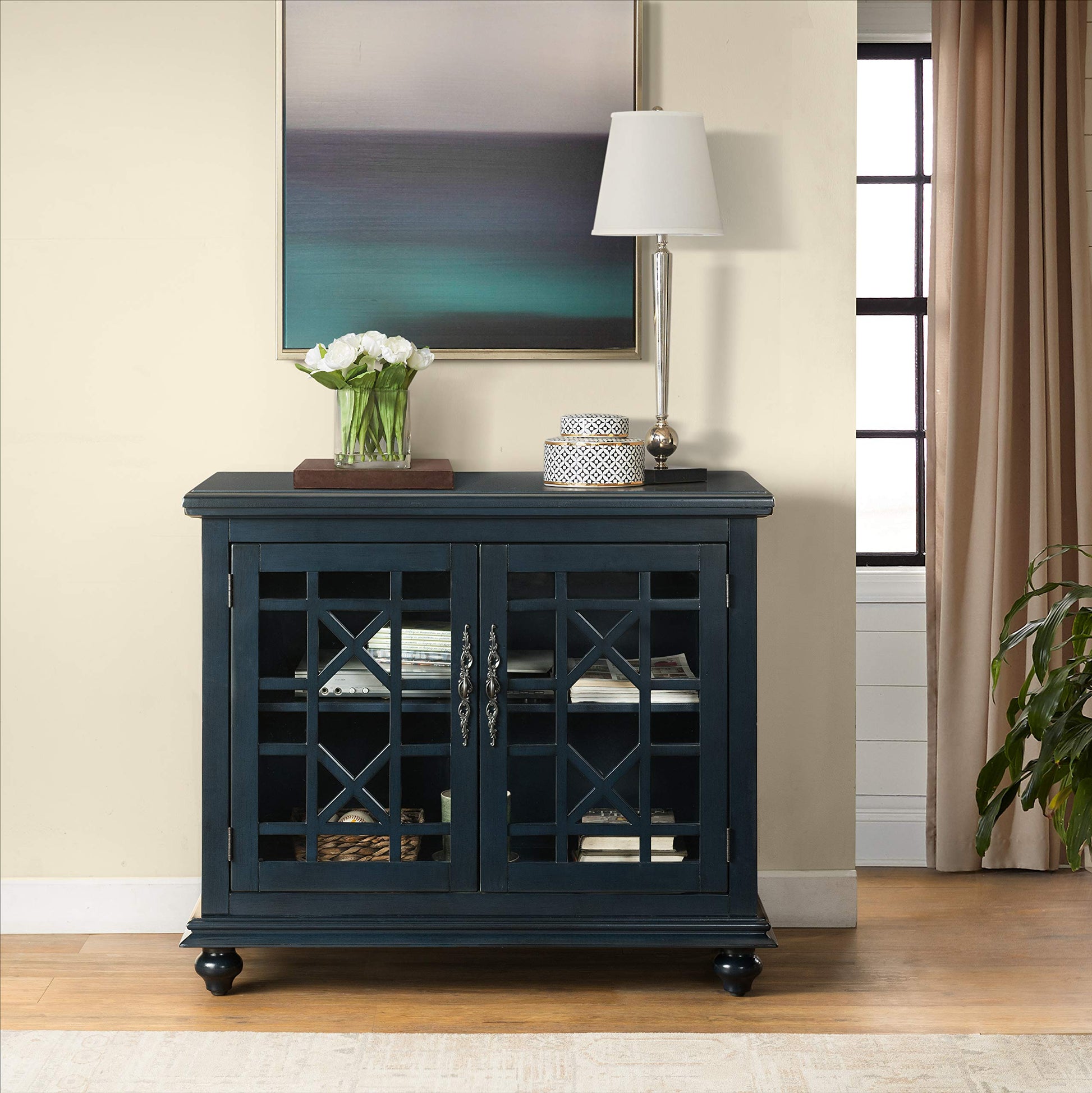 Martin Svensson Home Avalon Small Spaces Accent Cabinet TV Stand, 38" W x 32" H Catalina Blue - WoodArtSupply