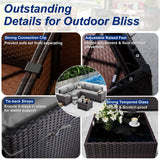 ASJMR Outdoor Patio Furniture Set, 12 Pieces Outdoor Sectional Furniture High Backrest Patio Sofa, All-Weather PE Rattan Patio Conversation Set with Coffee Table & Cushions(Grey). ASJMR