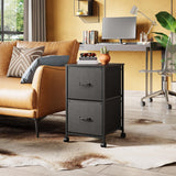 DEVAISE 2 Drawer Mobile File Cabinet, Rolling Printer Stand, Fabric Vertical Filing Cabinet fits A4 or Letter Size for Home Office, Black DEVAISE