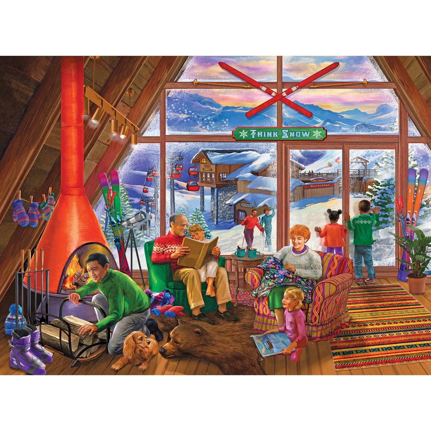 RoseArt - Back to The Past - Ski Lodge - 750 Piece Jigsaw Puzzle for Adults