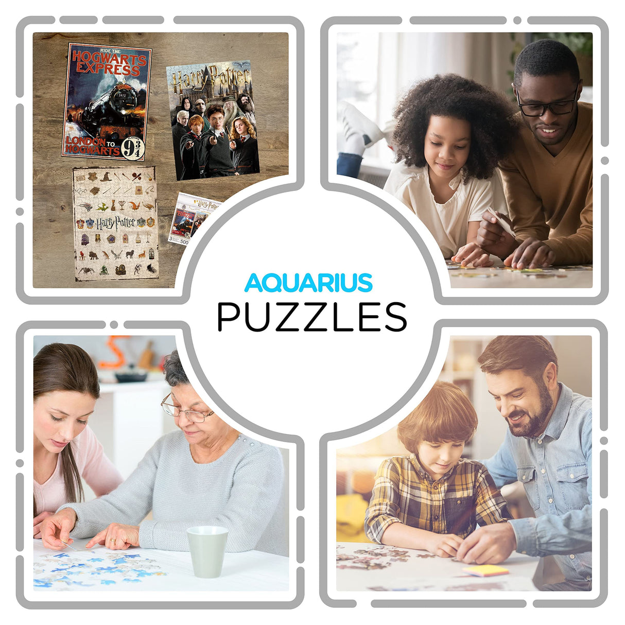 Aquarius Set of 3 Harry Potter Puzzles (Three 500 Piece Jigsaw Puzzles) - Glare Free - Precision Fit - Officially Licensed HP Merchandise & Collectibles - 14x19 Inches Each AQUARIUS