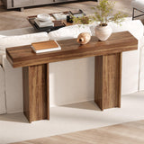 55Inch Farmhouse Console Table,Wooden Rectangular Sofa Table Behind The Couch,Entryway Console Table with Storage for Living Room, Hallway,Entrance (Light Brown) Tarnorci