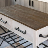 FirsTime & Co. Off-White and Brown Aurora Kitchen Cart, Coffee Bar and Microwave Stand, Island on Wheels with Storage, Wood and Metal, Farmhouse, 31.5 inches FirsTime & Co.