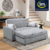 Serta Ainsley Queen Size Convertible Sofa Bed, Light Grey Serta
