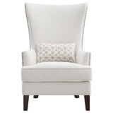 Coaster Home Furnishings - Pippin - Upholstered High Wingback Accent Chair with Brown Wood Legs, Track Arms, Removable T-Cushion, Geometric Pattern and Nailhead Trim - Living Room - Latte - 904066 Coaster Home Furnishings