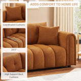 91.5" Modern Boucle Sofa with Deep Seat, Comfortable Upholstered Tufted Cloud Couch, Modern 3 Seater Couches for Living Room, Bedroom, Apartment, Office (Curry) VANOMi