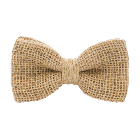 Bow Tie House Rustic Pre-Tied Bow Tie in 100% Burlap Hessian (Beige, Large) Bow Tie House