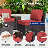 ASJMR 9 Pieces Patio Furniture Set with 2 Swivel Chairs Patio Furniture Outdoor Sectional Sofas Outdoor Patio Conversation Set - Red ASJMR