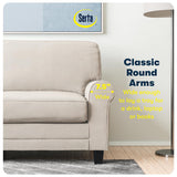 Serta Copenhagen 61" Rolled Arm Sofa, Easy Care Polyester, Soft Pillow Back, Pocket Coil Seat Cushions, Removable Covers, Loveseat or Couch for Small Spaces, Living Rooms or Bedrooms, Cream White Serta