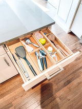 Lipper International 8884 Bamboo Wood 4-Part Drawer Organizer with Removable Dividers, 17-1/2" x 4" x 2-1/2" Lipper International