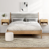 MoomJiee Rattan Floating Nightstands Set of 2, Wall Mounted End Table with Drawer and Open Compartment Modern Wood Bedside Night Stand Storage Cabinet for Bedroom Living Room, Natural Oak MoomJiee