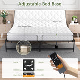 JAXPETY Adjustable Bed Frame King Electric Adjustable Bed Base with Head and Foot Incline Low-Noise Motor and Remote Control, Electric Bed Frame Fit for Most Mattress, Black JAXPETY