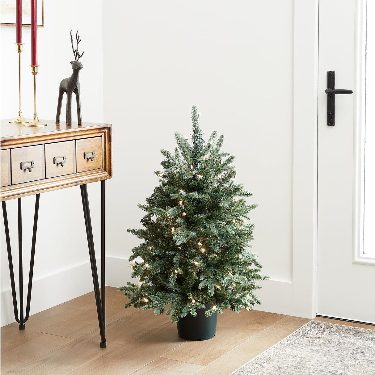 National Tree Company Artificial Christmas Tree For Entrances | Includes White Lights and Pot | Everyday Collections - 3 ft National Tree Company