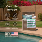IRIS USA 35-Gallon Outdoor Deck Delivery Storage Box, Lockable & UV-Protected, Weather-Resistant Patio Storage for Cushions, Garden Tools & Packages, Waterproof Resin, Durable & Stylish Design - Beige IRIS