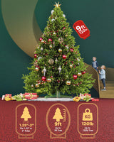 Musical Rotating Christmas Tree Stand, UL Certified Up to 9ft 120 lb Artificial Christmas Tree with Speaker, Spinning Stand with Remote, Fit for 1.25-2" in Tree Poles - 800W Springlift