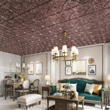 Art3d Drop Ceiling Tiles 2x2, Glue-up Ceiling Panel, Fancy Classic Style, Antique Copper Art3d