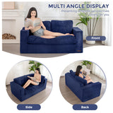 MAXYOYO Bean Bag Chair for Adults, Upholstered Floor Sofa with Armrests, Loveseat Boneless Couch with Tufted Cushion & Backrest, Sofa in A Box, Large Bean Bag Couch for Bedroom Living Room, Navy MAXYOYO