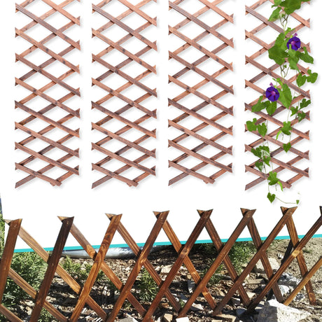 Wooden Lattice Panels for Outside 4Pack, 75"x11.8" Expandable Wood Lattice Fence Wall Garden Trellis Frame for Climbing Plants Outdoor Vine Ivy Rose Patio Room Decorative Avalution