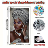 KUFWKEY African Diamond Art Kits for Adults,Partial 5D DIY Diamond Painting kit for Beginners,Special Shaped Diamond Art,Sparkling gem Art,Diamond dots,Mosaic Kits,Home Decor,Large Size 16X28 inch KUFWKEY