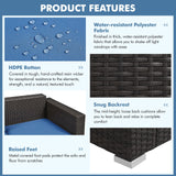 Yaheetech 3-Seat Patio Wicker Sofa, Outdoor Rattan Couch with Furniture Cover, Deep Seat High Back with Cushions & Throw Pillows for Deck/Porch/Balcony/Yard, Brown/Dark Blue Yaheetech