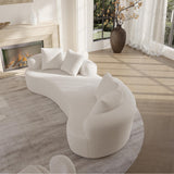 Olodumare 106.7" Modern Curved Oversized Sectional Sofa, Minimalist Modular Cloud Couch with 4 Throw Pillows, Luxury 4-Seater Extra Deep & Wide Seat Sofa in Soft Teddy Fabric, Cream White Olodumare