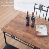 VECELO Kitchen Dining Room Table Sets for 4, 5 Piece Metal and Wood Rectangular Breakfast Nook, Dinette with Chairs, Retro Brown VECELO
